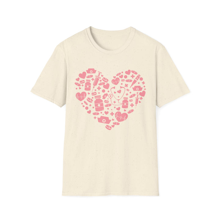 Heart Icon Pattern T-Shirt — Pink Valentine Love Graphic Tee