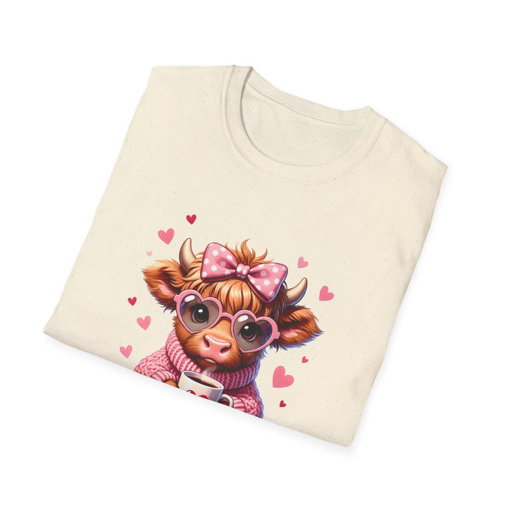 Be Mine Valentine Cow T-Shirt — Cute Cow Holding Heart Mug Tee