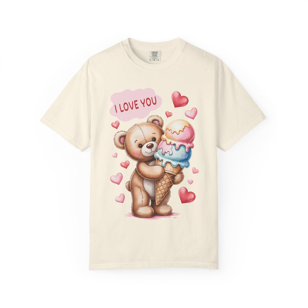 Cute Teddy Bear "I Love You" Ice Cream Valentine T-Shirt
