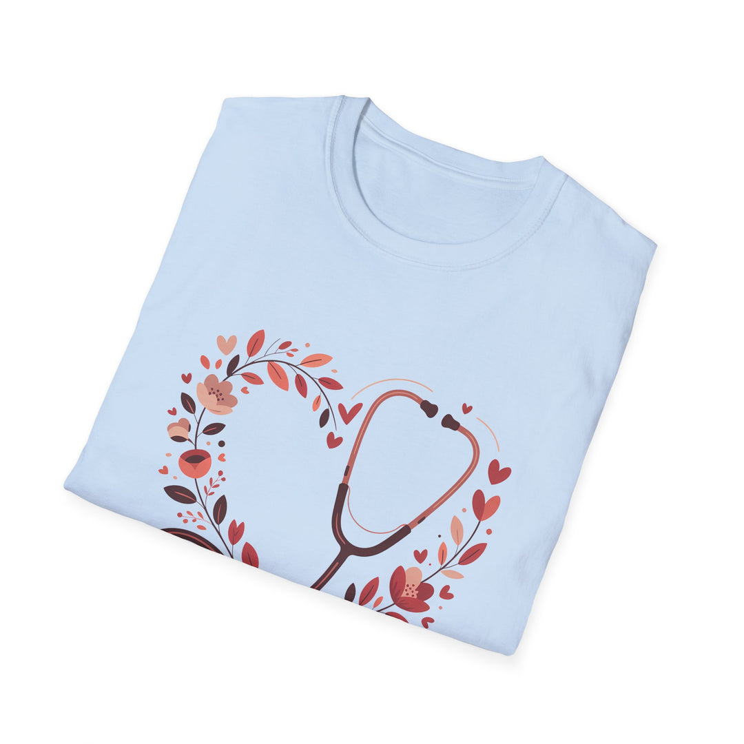 Nurse Heart Stethoscope T-Shirt — Floral Medical Appreciation Tee
