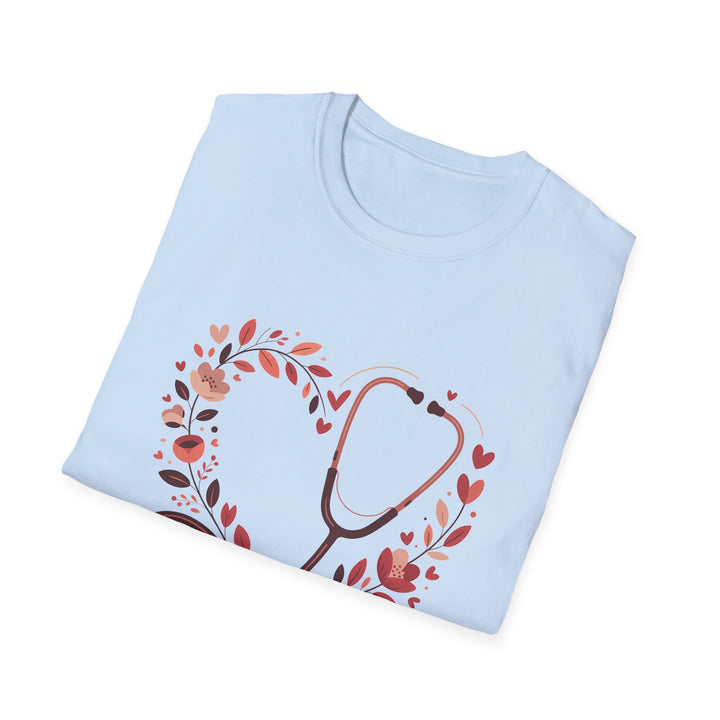 Nurse Heart Stethoscope T-Shirt — Floral Medical Appreciation Tee