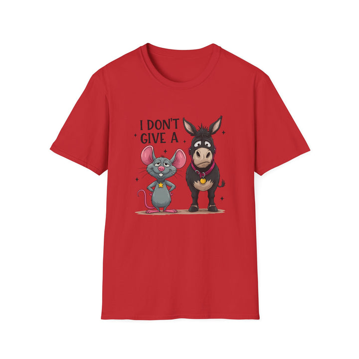 I Don’t Give A… Funny Mouse & Donkey T-Shirt — Humorous Animal Graphic Tee