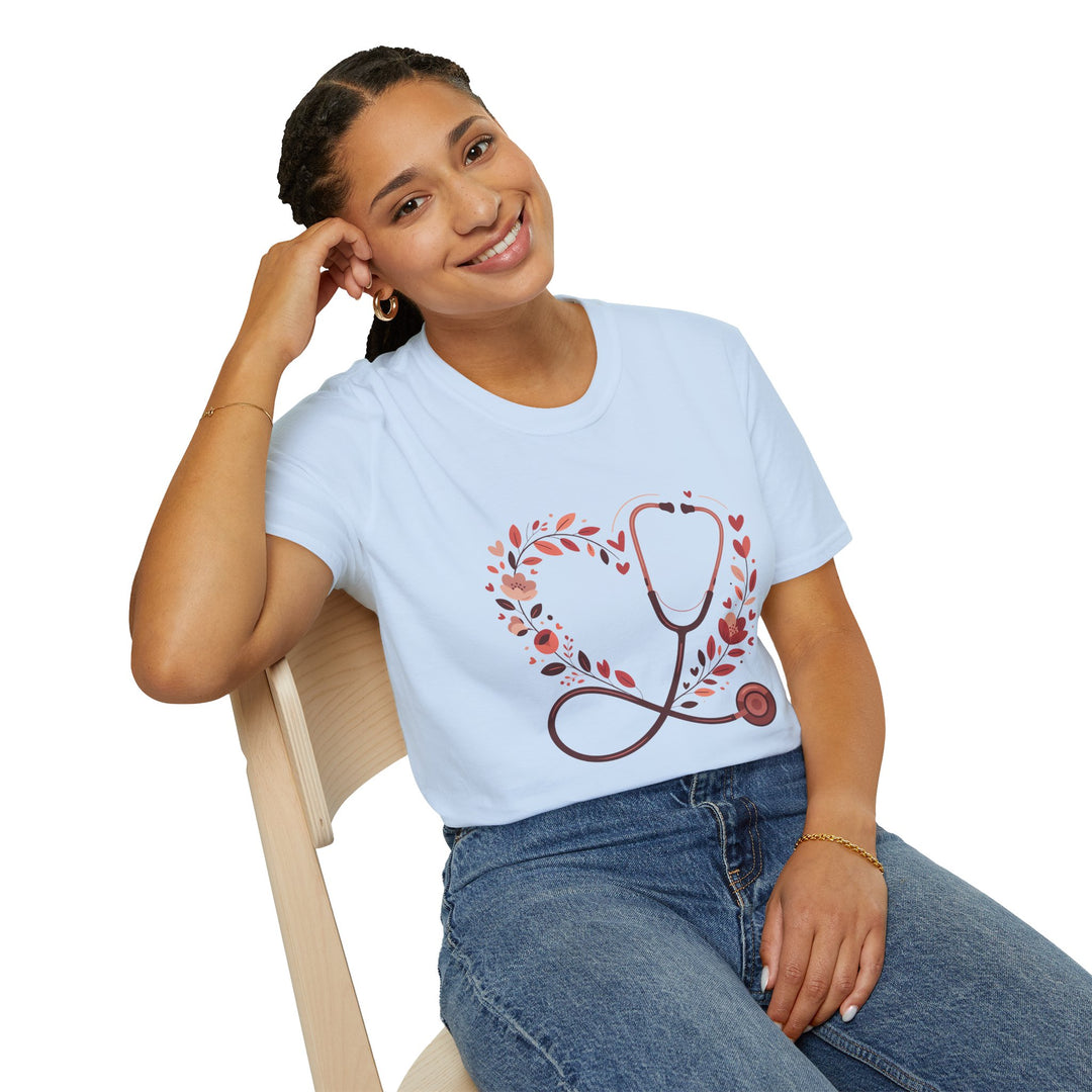 Nurse Heart Stethoscope T-Shirt — Floral Medical Appreciation Tee
