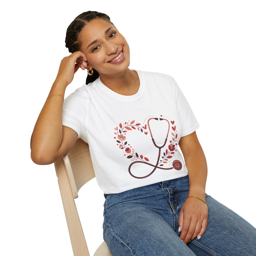 Nurse Heart Stethoscope T-Shirt — Floral Medical Appreciation Tee