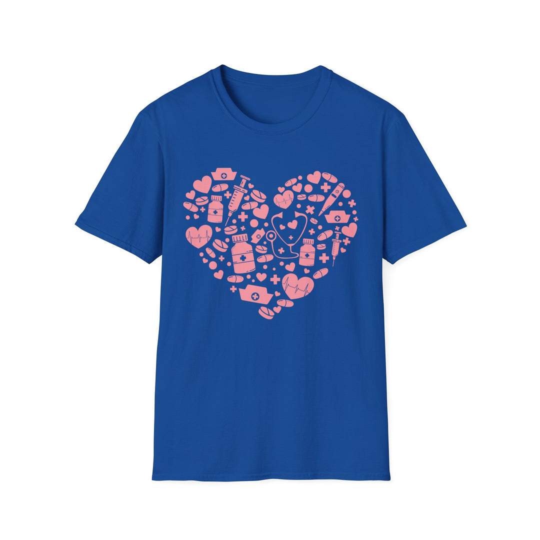 Heart Icon Pattern T-Shirt — Pink Valentine Love Graphic Tee