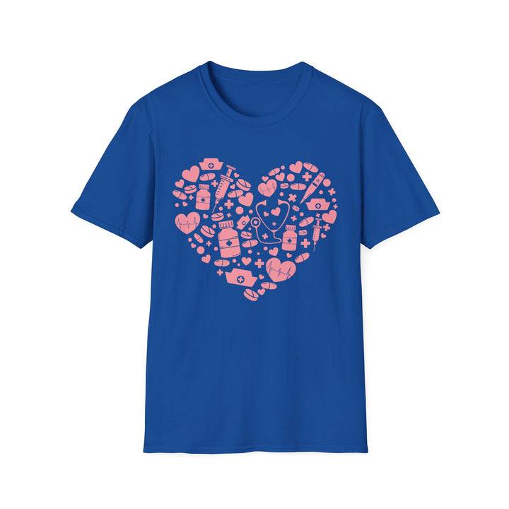 Heart Icon Pattern T-Shirt — Pink Valentine Love Graphic Tee