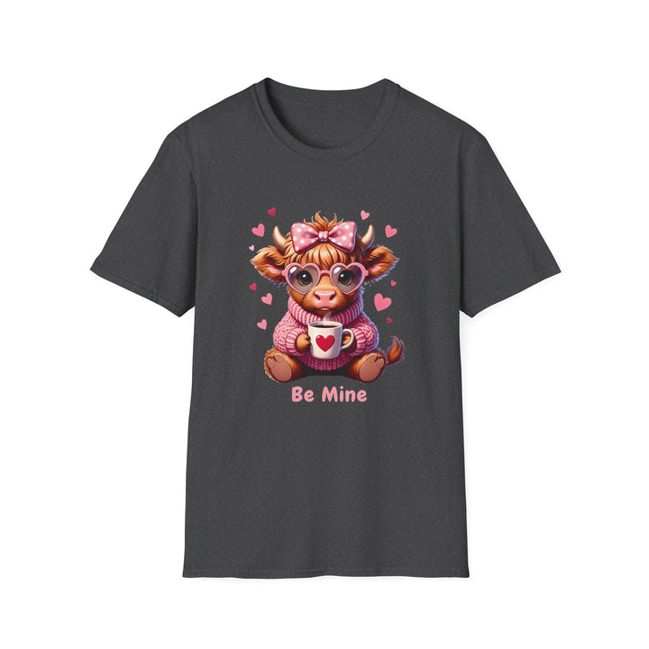 Be Mine Valentine Cow T-Shirt — Cute Cow Holding Heart Mug Tee