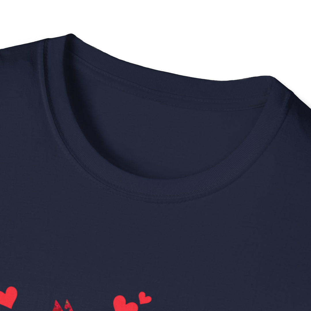 Valentine Cat T-Shirt — Red Floral Cat Silhouette with Hearts