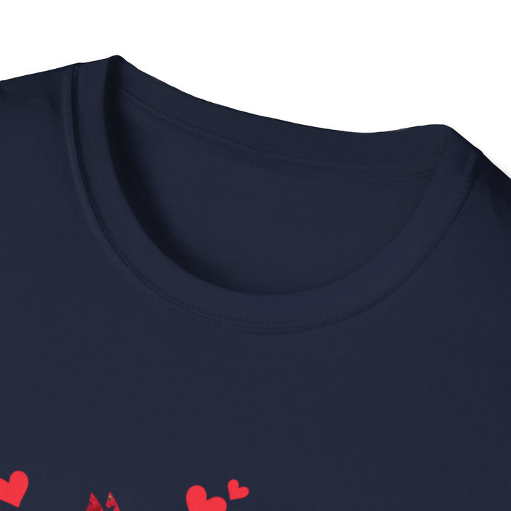 Valentine Cat T-Shirt — Red Floral Cat Silhouette with Hearts