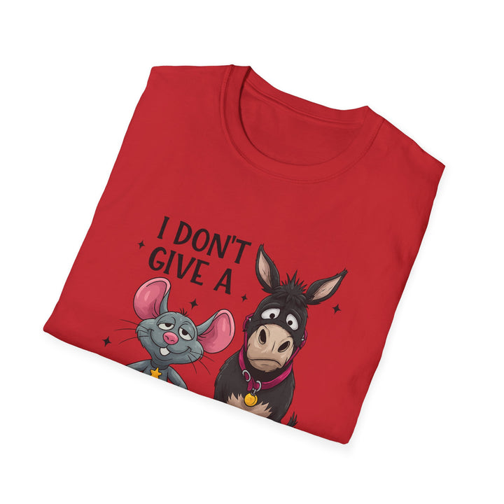 I Don’t Give A… Funny Mouse & Donkey T-Shirt — Humorous Animal Graphic Tee