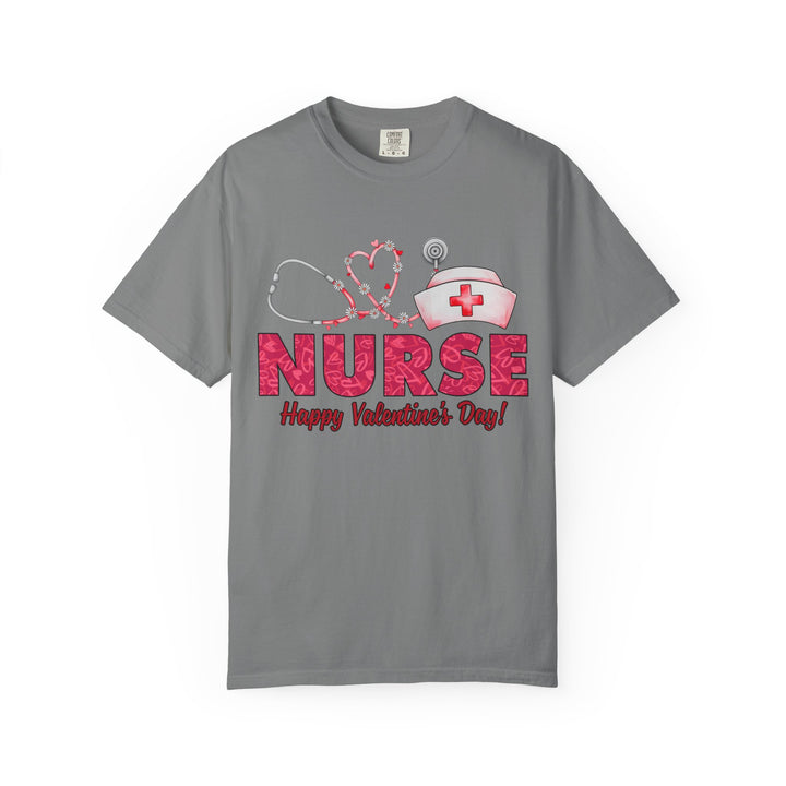 Nurse Valentine T-Shirt – Heart Stethoscope & Nurse Cap Graphic
