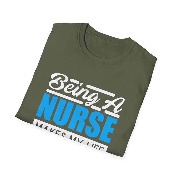 Nurse Graphic T-Shirt — Bold Blue 'NURSE' Work Tee for Healthcare Professionals