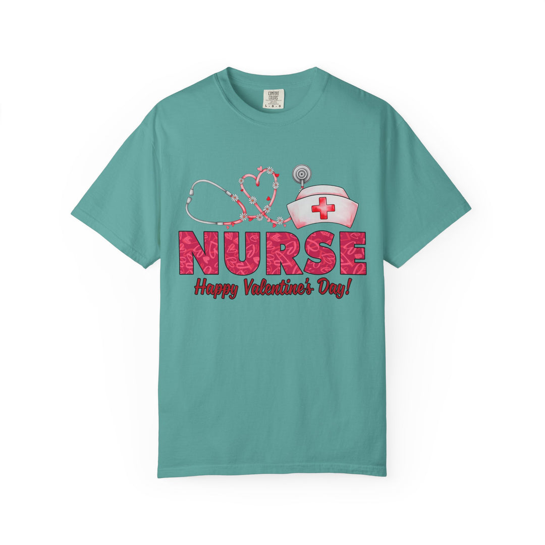 Nurse Valentine T-Shirt – Heart Stethoscope & Nurse Cap Graphic