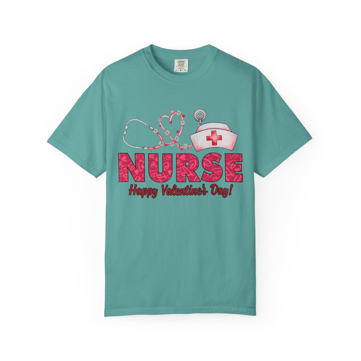 Nurse Valentine T-Shirt – Heart Stethoscope & Nurse Cap Graphic