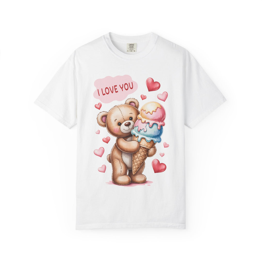 Cute Teddy Bear "I Love You" Ice Cream Valentine T-Shirt