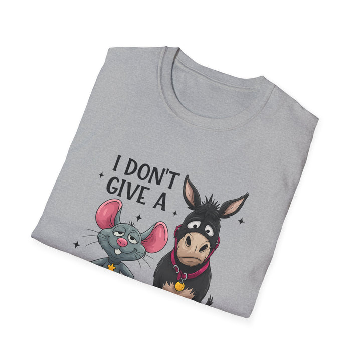 I Don’t Give A… Funny Mouse & Donkey T-Shirt — Humorous Animal Graphic Tee