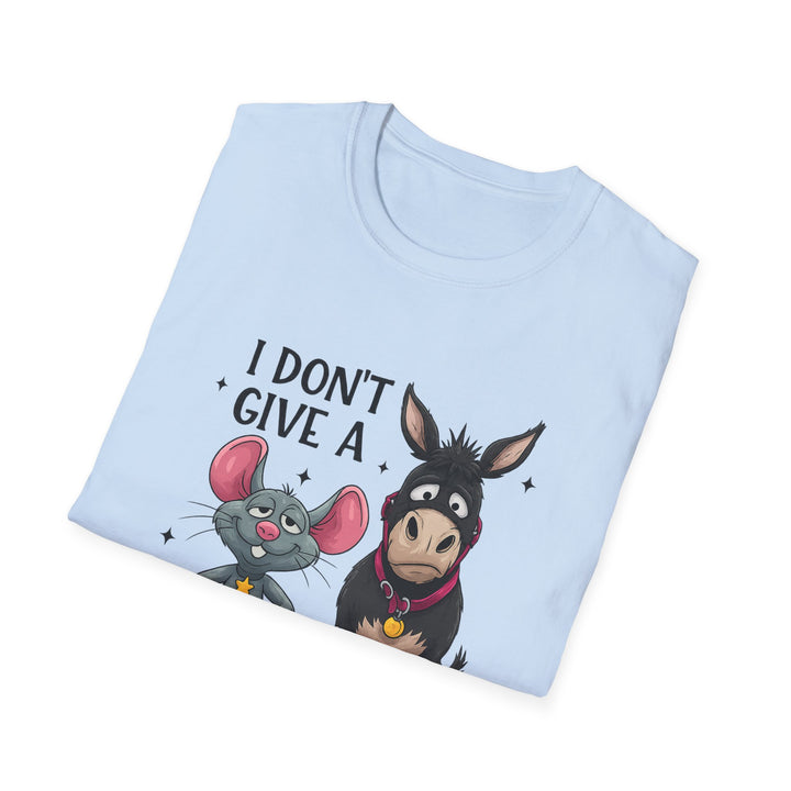I Don’t Give A… Funny Mouse & Donkey T-Shirt — Humorous Animal Graphic Tee