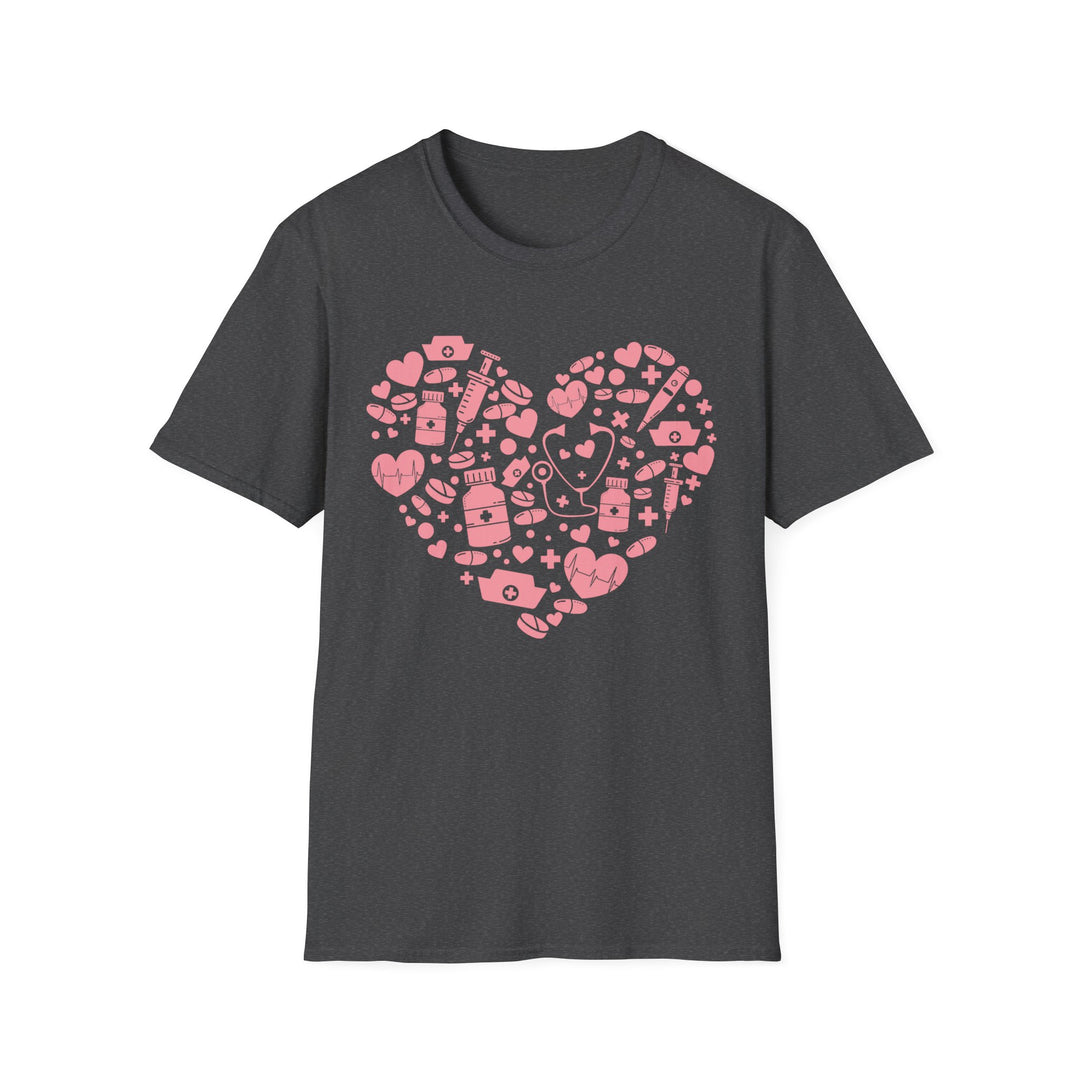 Heart Icon Pattern T-Shirt — Pink Valentine Love Graphic Tee