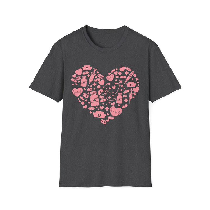 Heart Icon Pattern T-Shirt — Pink Valentine Love Graphic Tee