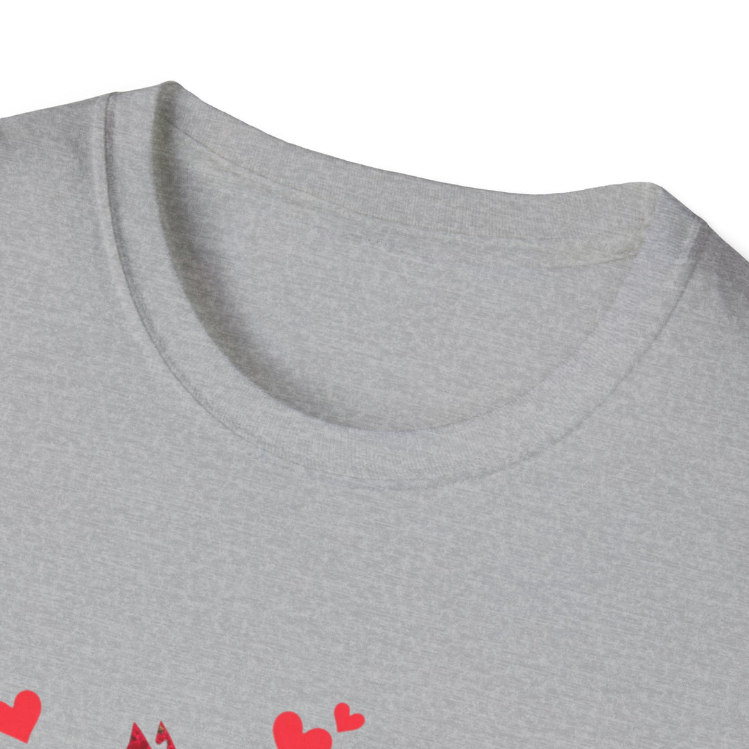 Valentine Cat T-Shirt — Red Floral Cat Silhouette with Hearts