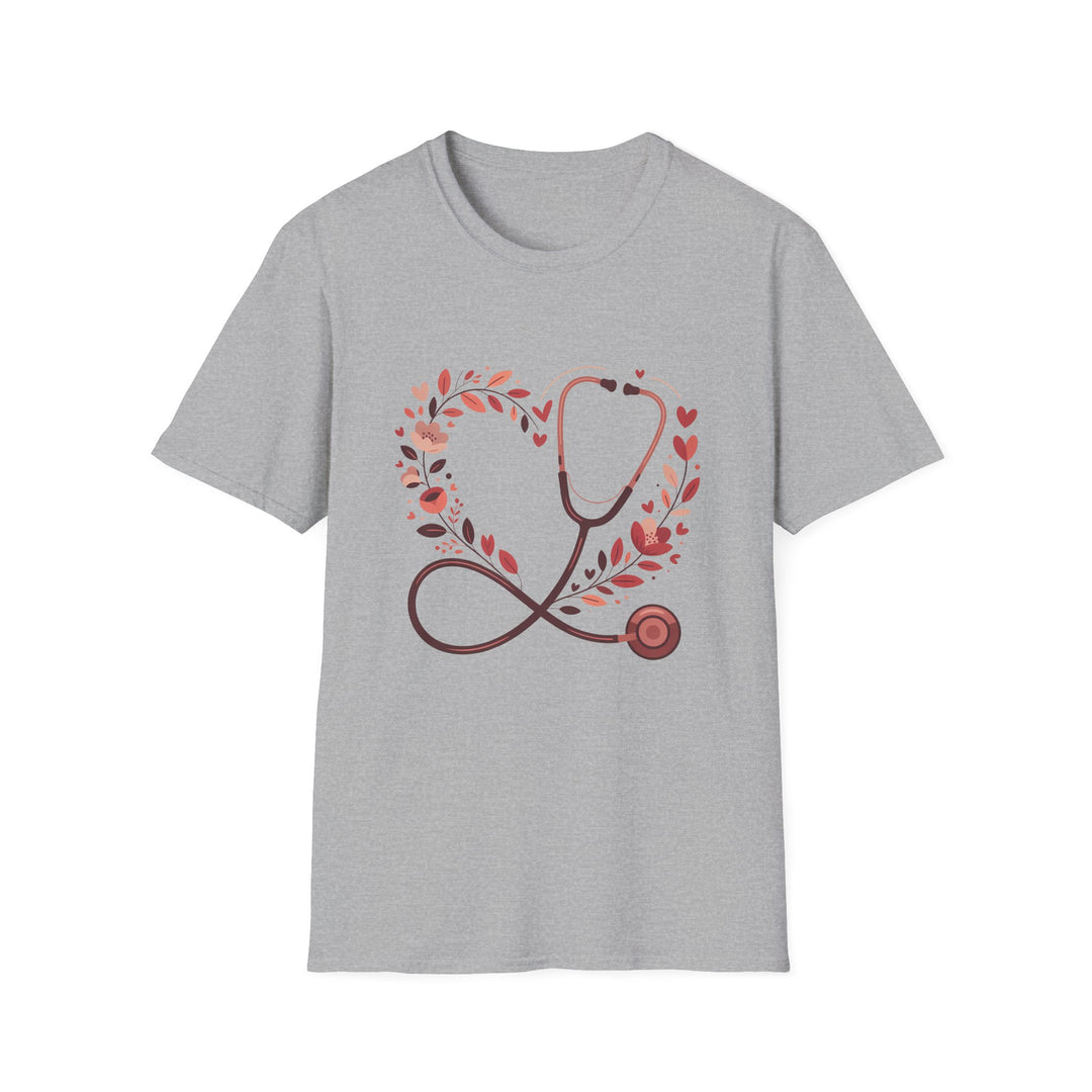 Nurse Heart Stethoscope T-Shirt — Floral Medical Appreciation Tee
