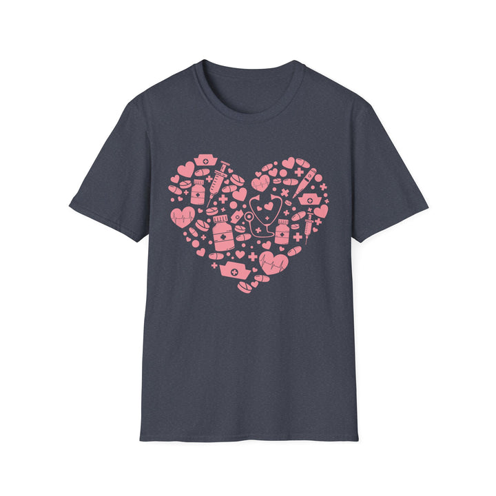 Heart Icon Pattern T-Shirt — Pink Valentine Love Graphic Tee