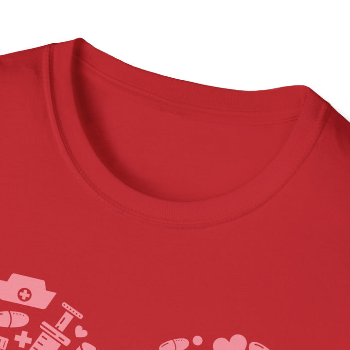 Heart Icon Pattern T-Shirt — Pink Valentine Love Graphic Tee