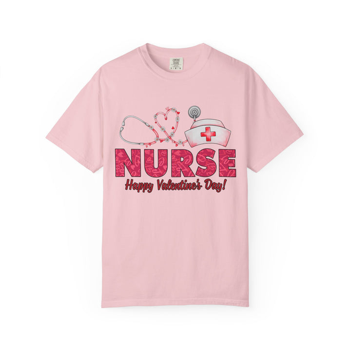 Nurse Valentine T-Shirt – Heart Stethoscope & Nurse Cap Graphic