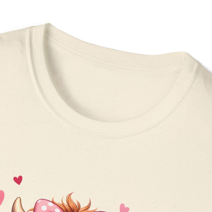 Be Mine Valentine Cow T-Shirt — Cute Cow Holding Heart Mug Tee