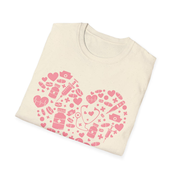 Heart Icon Pattern T-Shirt — Pink Valentine Love Graphic Tee